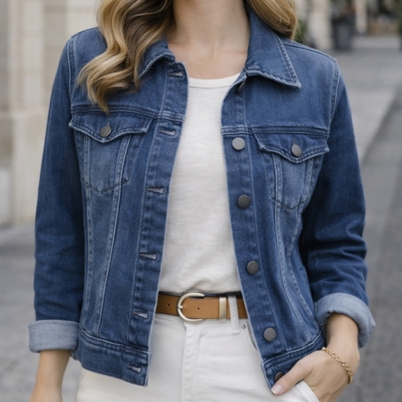 Liverpool Jeans Company Jackets & Blazers - Liverpool Jeans Company Women's Mid-Blue Denim Jacket Strech